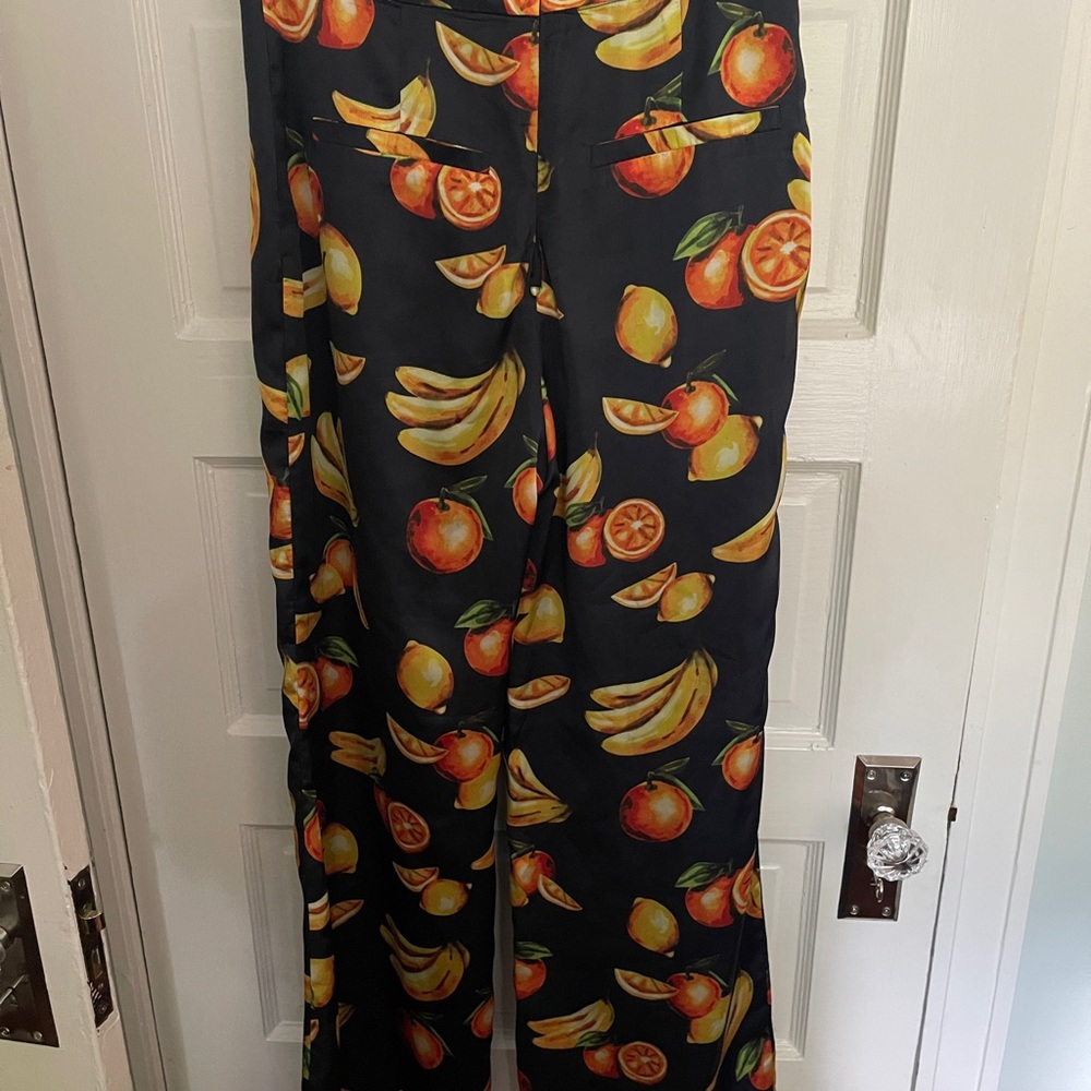 Song of Style Black Fruit Print Wide Leg Pants